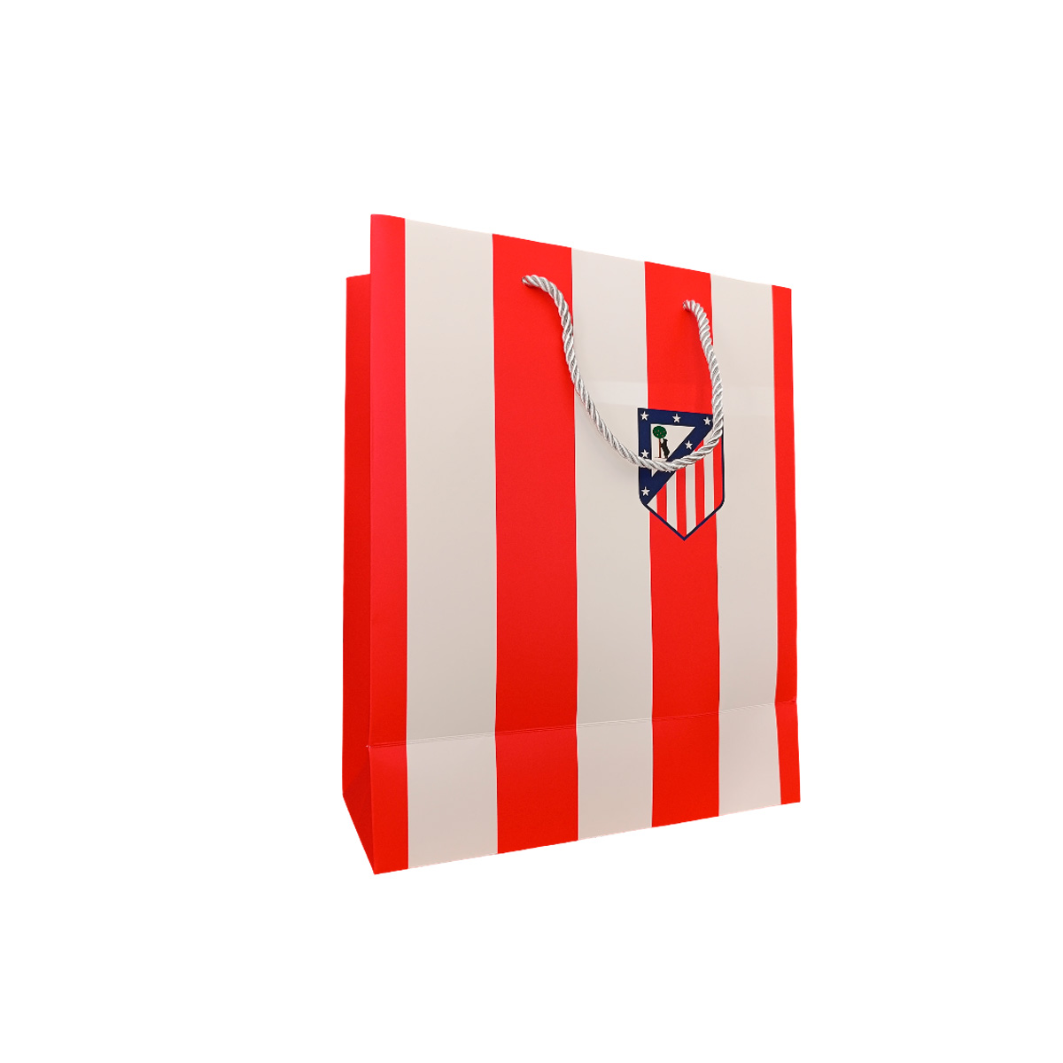 Small gift bag jersey red and white stripes with crest 18x10x23 cm image number null